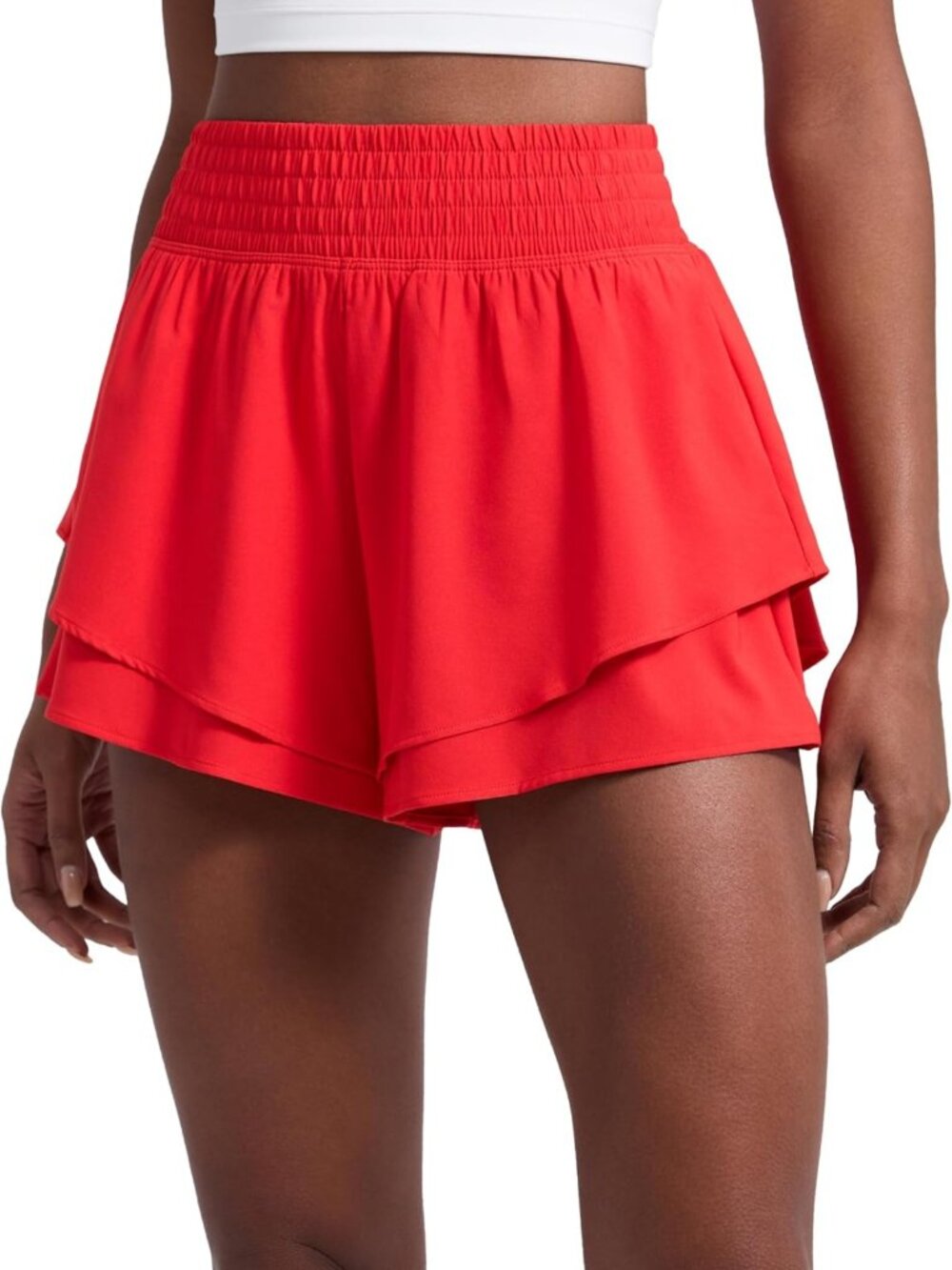 Drapey Double Ruffle Athletic Shorts for Women | Lightweight, Stylish & Comfy